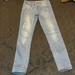 Justice pull on destructed jean leggings